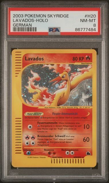 Pokemon Skyridge Lavados Holo Karte, PSA 8 NM, 2003, hochwertige Sammelkarte in gutem Zustand
