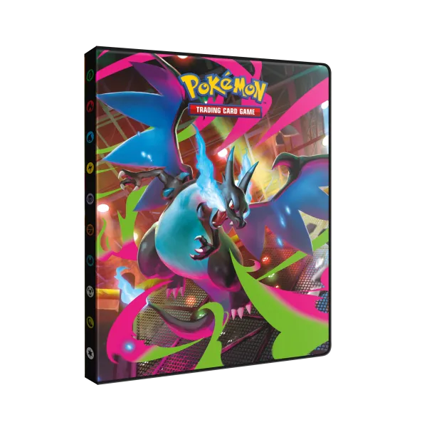 Ultra Pro Mega Evolution Phantasmal Flames Pokémon Binder mit 9-Fach-Taschen, buntes Design, ideal für Sammelkarten.