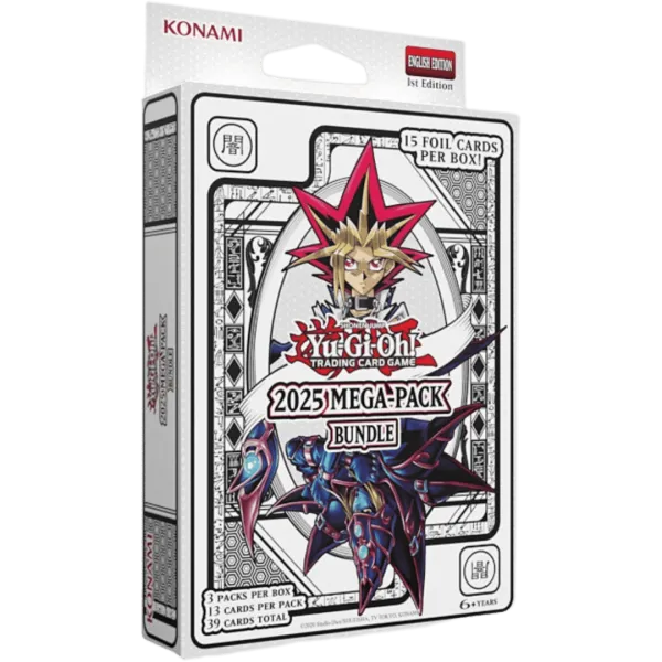 Yu-Gi-Oh! Mega-Pack Bundle 2025, Sammelpack mit Karten und Spielzubehör, original Yu-Gi-Oh! Produkt, auf einem Tisch liegend