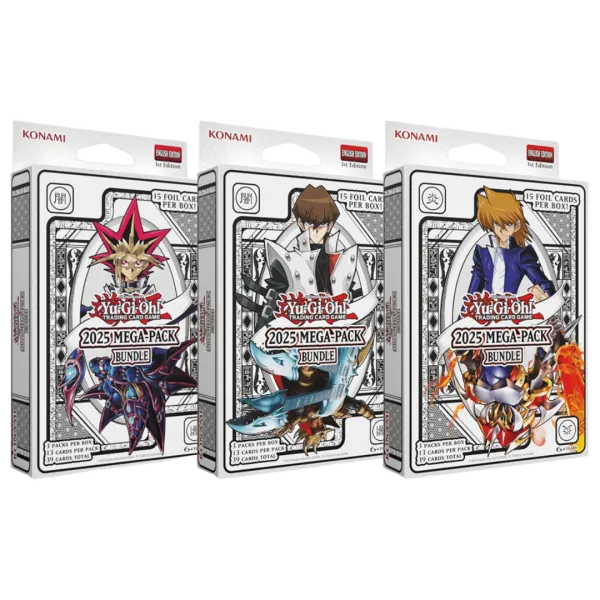 Yu-Gi-Oh! Mega-Pack Bundle 2025, Sammelkarte-Set mit verschiedenen Yu-Gi-Oh! Spielkarten, auf der Verpackung sichtbar
