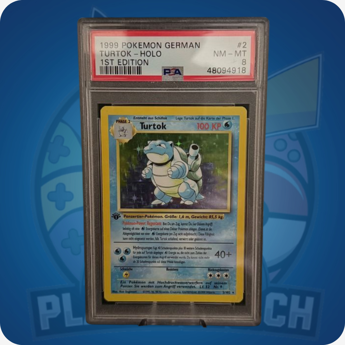 Pokémon Turtok 1999 Holo 1st Edition PSA 8 NM Sammelkartenbild, hochwertig und detailreich, mit Gutschein im Wert von 200 CHF