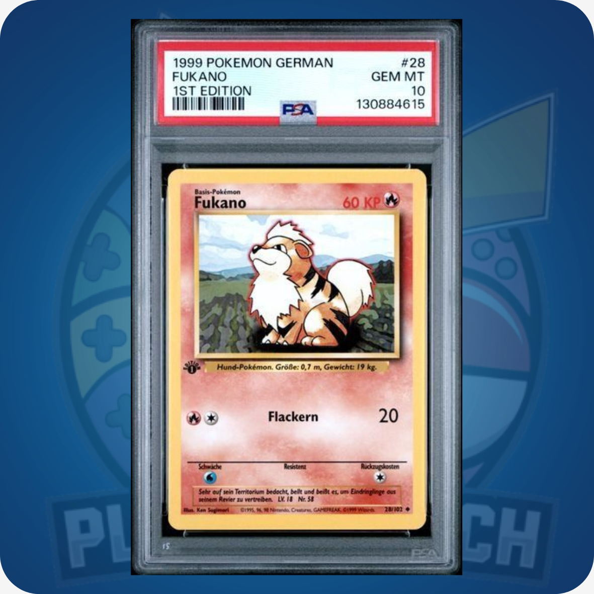Pokemon Fukano 1st Edition #15 PSA 10 GEM MINT Graded Card, hochwertige Sammlerkarte in Top-Zustand