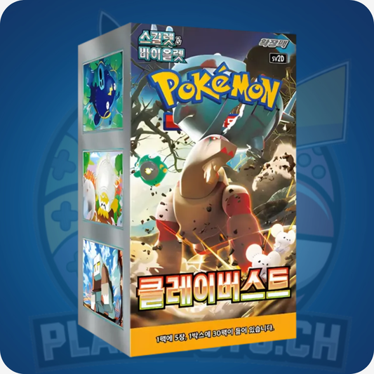 Pokémon TCG: Clay Burst Display mit Sammelkarten, koreanischer Edition, auf Bild mit Gutschein im Wert von 200 CHF