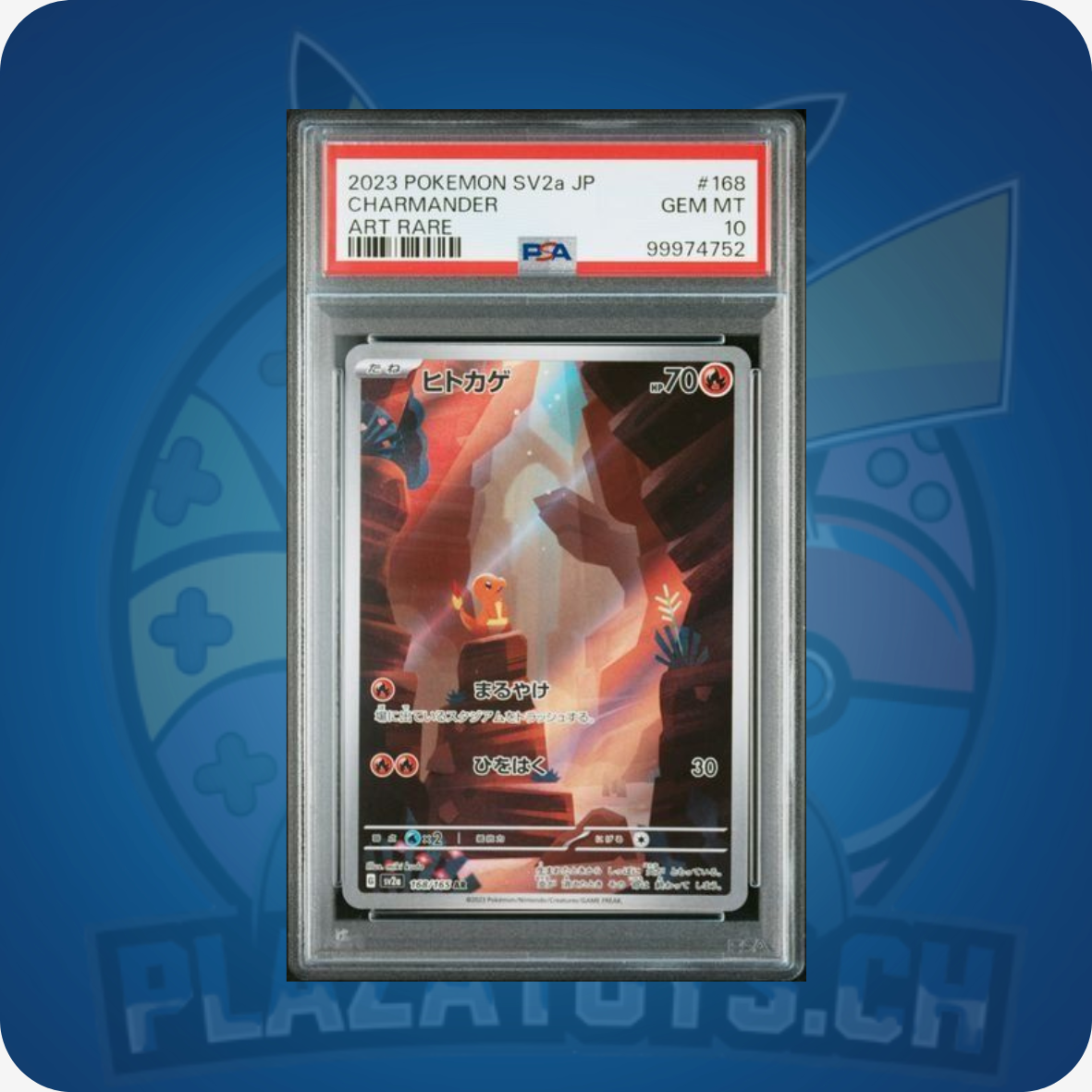 Gerade Pokemon Charmander #168 Karte aus Japan, PSA 10 GEM MT, Pokémon TCG, hochwertig bewertet und in perfektem Zustand