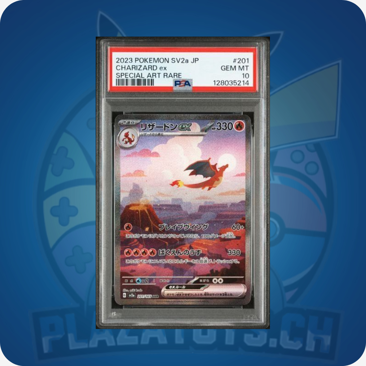 Hochwertige Pokemon Charizard EX #201 Sammlerkarte, japanisch, PSA 10 GEM MT, glänzende Pokémon TCG Karte, detailreiche Illustration
