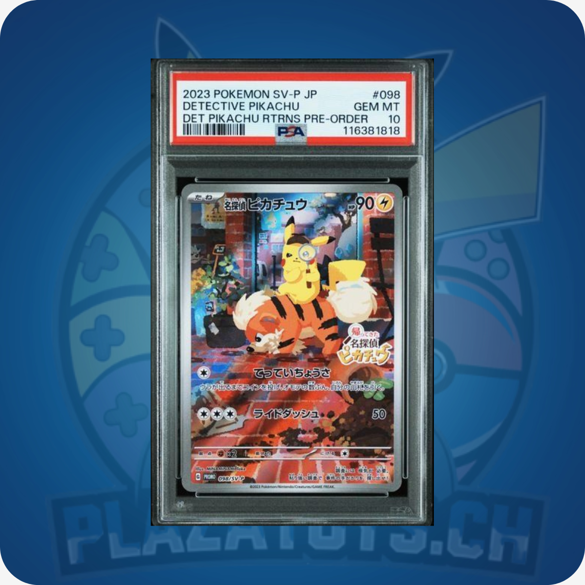Geldige Pokémon Detective Pikachu Karte Nr. 98/SV-P, PSA 10 GEM MT, japanisches Pokémon Sammelkarten-Upgrade