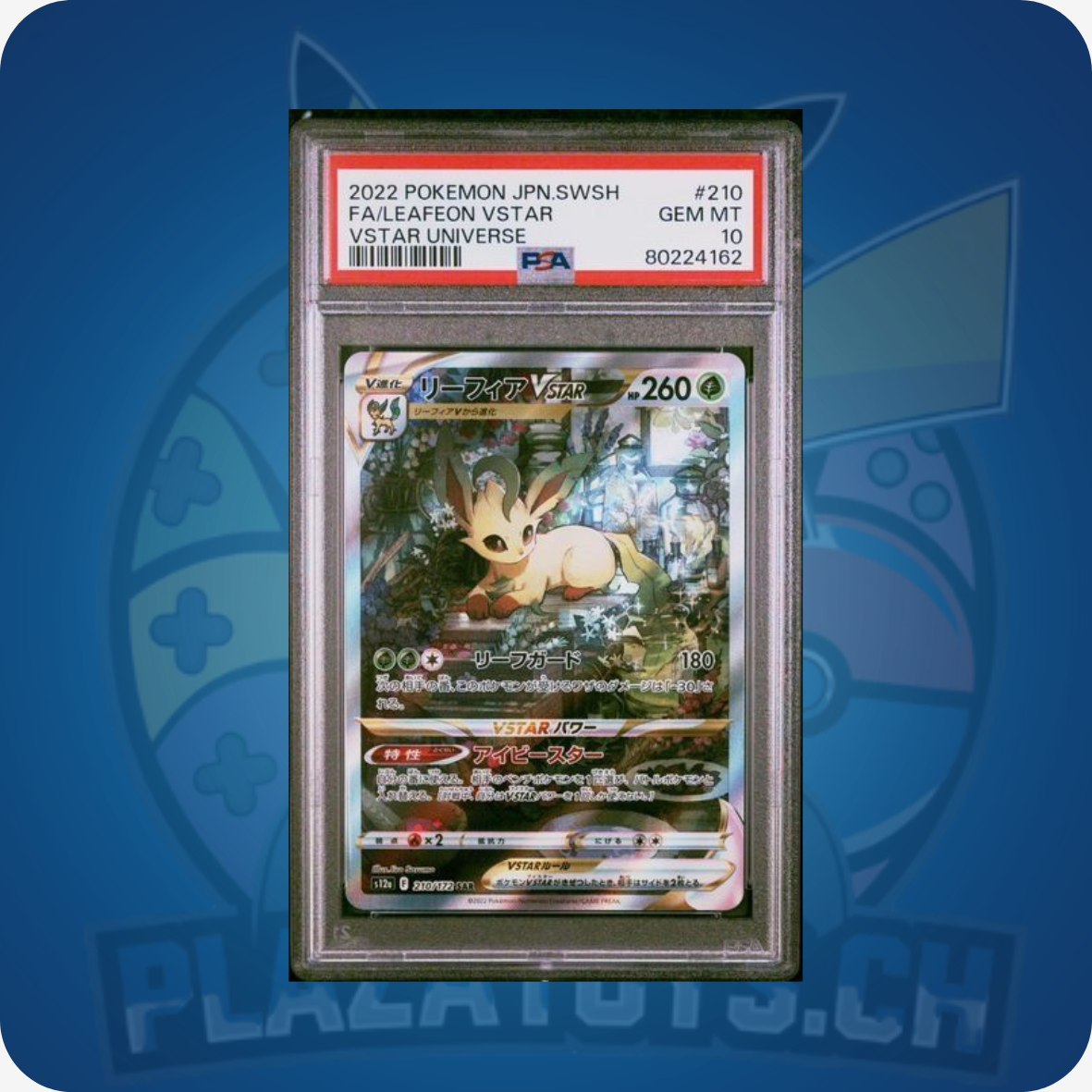 Leafeon VSTAR Pokémon Karte #210 aus VSTAR Universe, gegradete PSA 10, Pokémon Trading Card Game, Japanische Edition