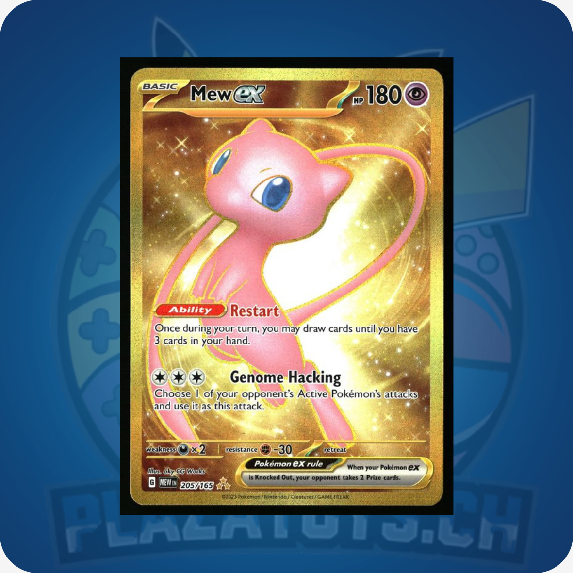 Pokemon Einzelkarte Mew ex #205 aus Pokemon Scarlet & Violet 151, detaillierte Illustration, hochwertige Sammelkartenqualität