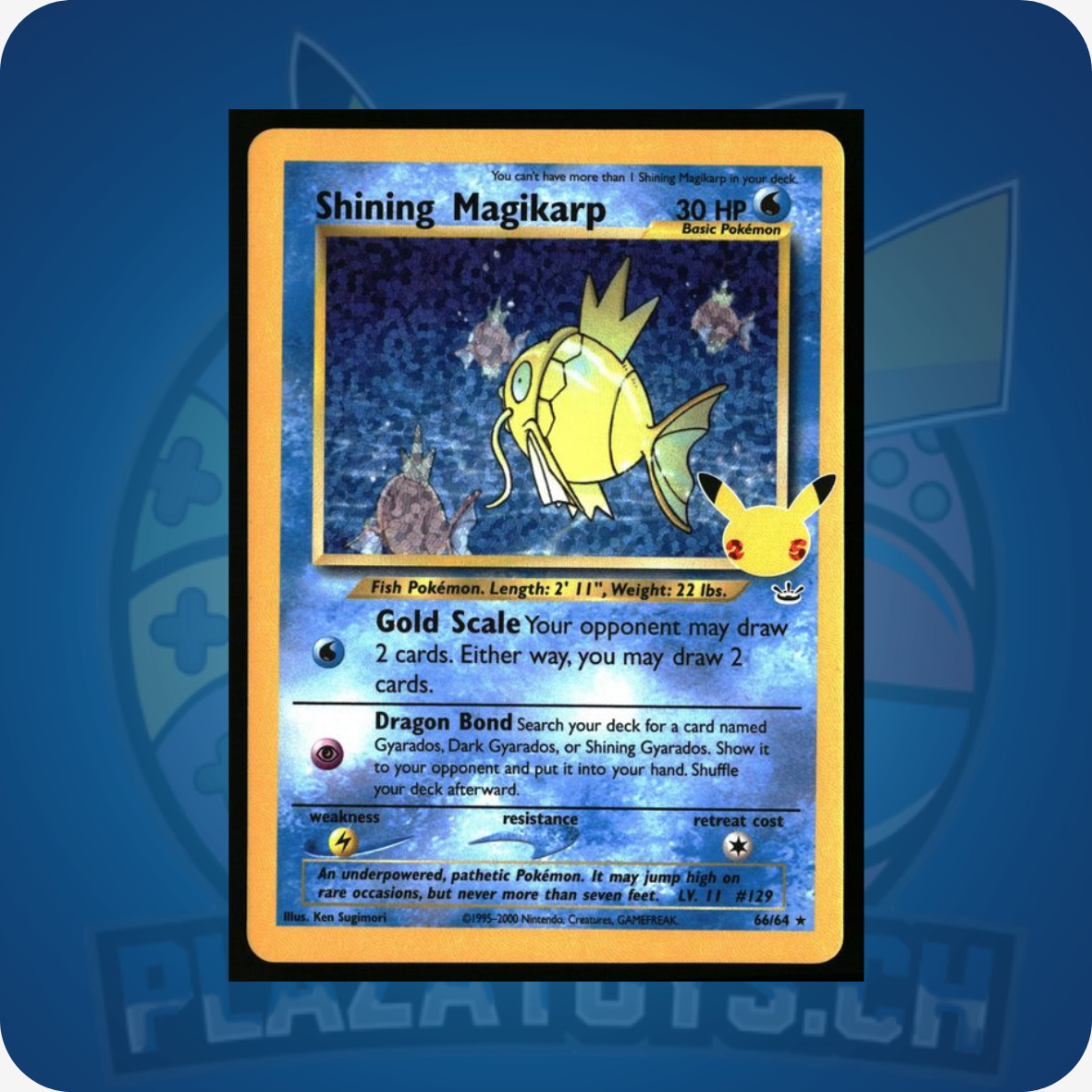 Leuchtende Magikarp #66 Pokemon Celebrations Einzelkarte, Pokémon Sammelkarten, detailreiche Illustration, glänzendes Kartenbild