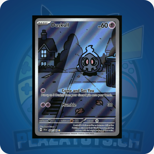 Duskull Pokémon Einzelkarte aus der Shrouded Fable Serie, detaillierte Illustration, Pokémon TCG.