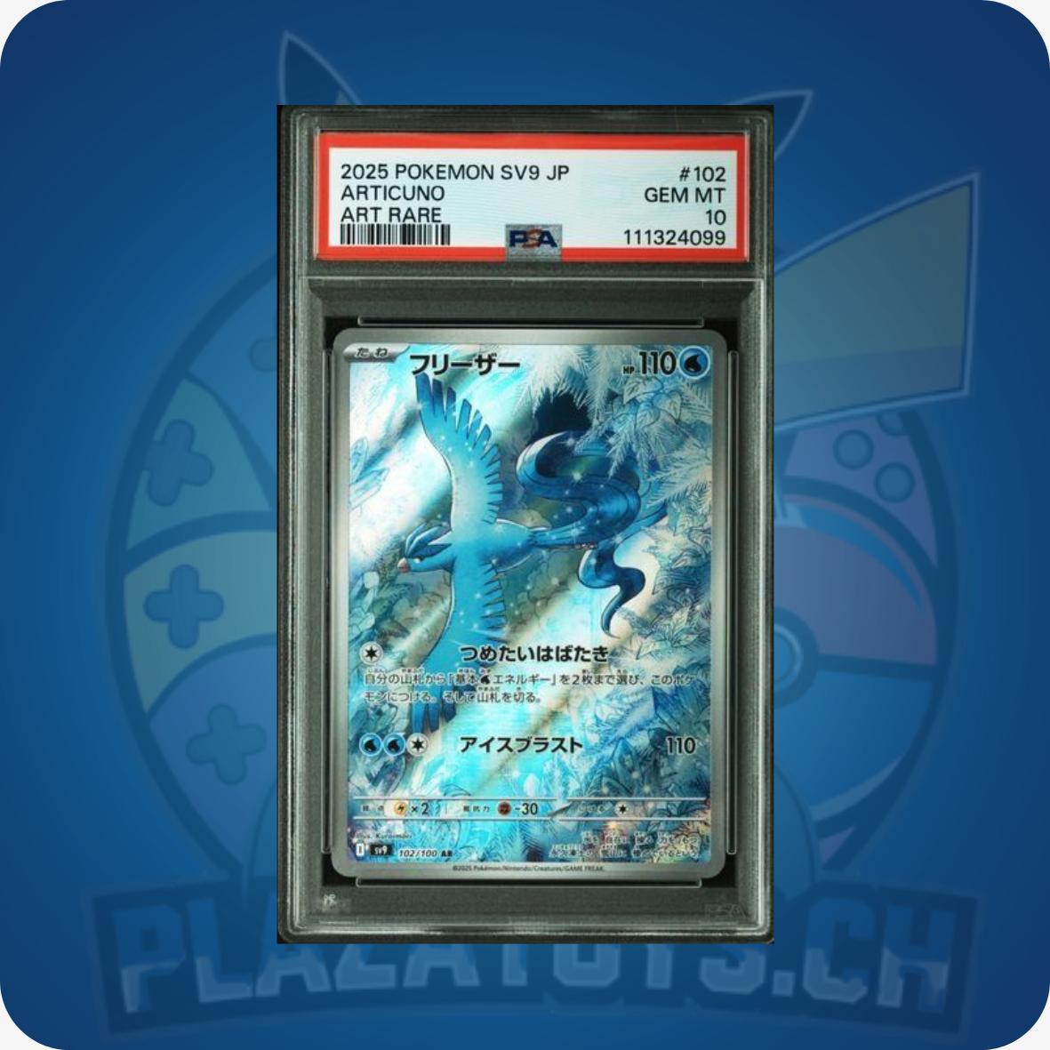 Pokemon Articuno Karte Nr. 102 aus Japan, Graded PSA 10 GEM MT, Pokémon Sammelkarte in perfektem Zustand
