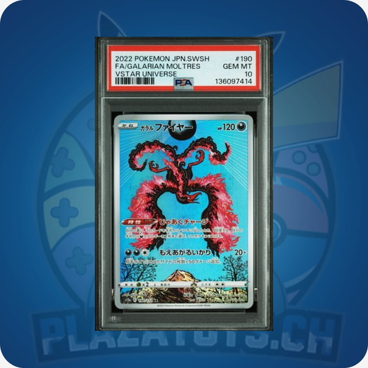 Galarian Moltres Pokémon Karte #190 aus Japan, PSA 10, Graded Card, Pokémon TCG, seltene Sammlerkarte, detailreiche Illustration