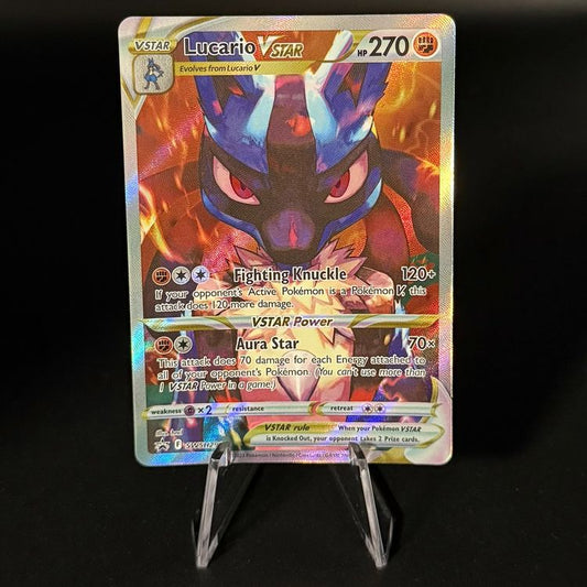 Pokemon Lucario VSTAR Karte, Promo, detaillierte Illustration, Pokémon Einzelkarte, für Sammler und Fans.